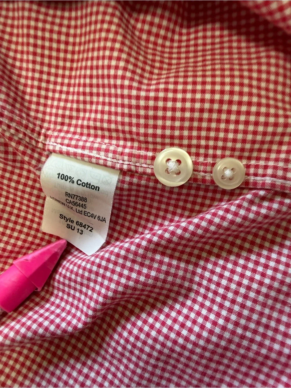 J. Crew Red and White Gingham Button Down Cotton Shirt